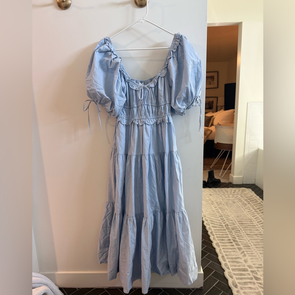 En Saison Light Blue Midi Dress
